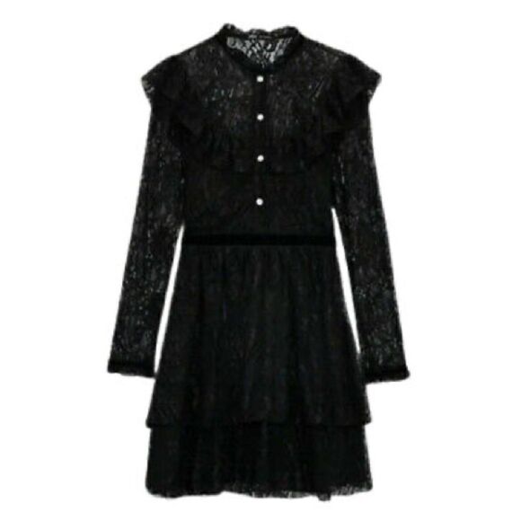ZARA LACE JEWEL BUTTON TIERED DRESS - Picture 4 of 5